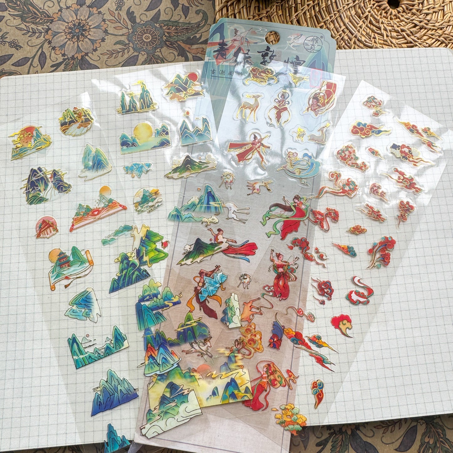 GCFY401 - sticker pack ancient fashion elegant series Chinese style cut film pet hand book material stickers 4 pieces