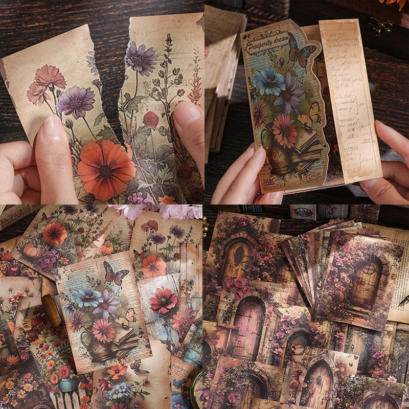 JLMB602 - material paper banana Lin Mobo series retro floral theme diy sticky material 30 sheets into