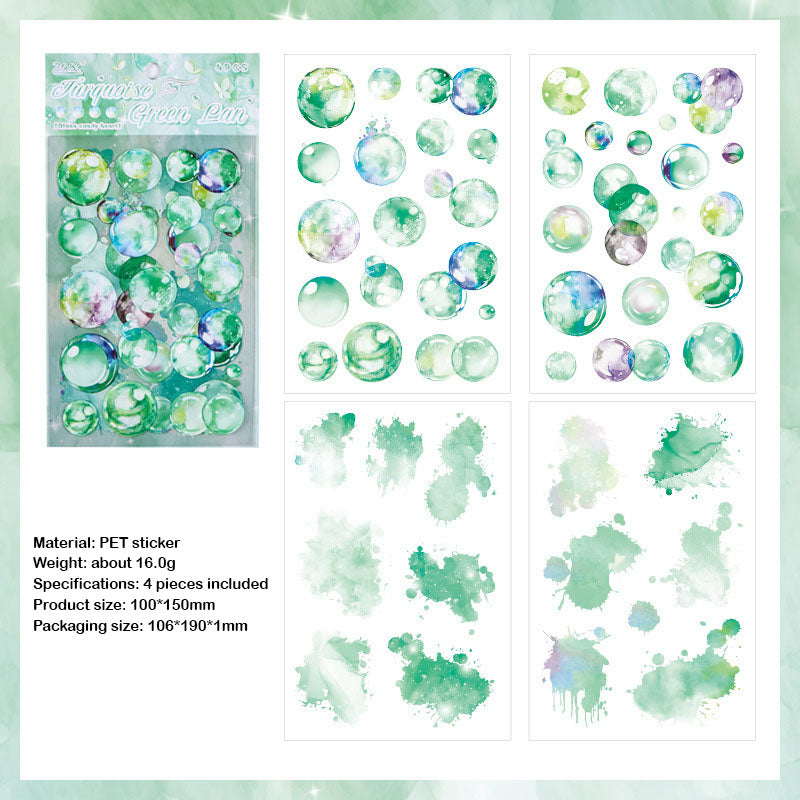 LLTX602 - pet stickers glass sugar heart series creative cut film stickers handbook material stickers 4 pieces