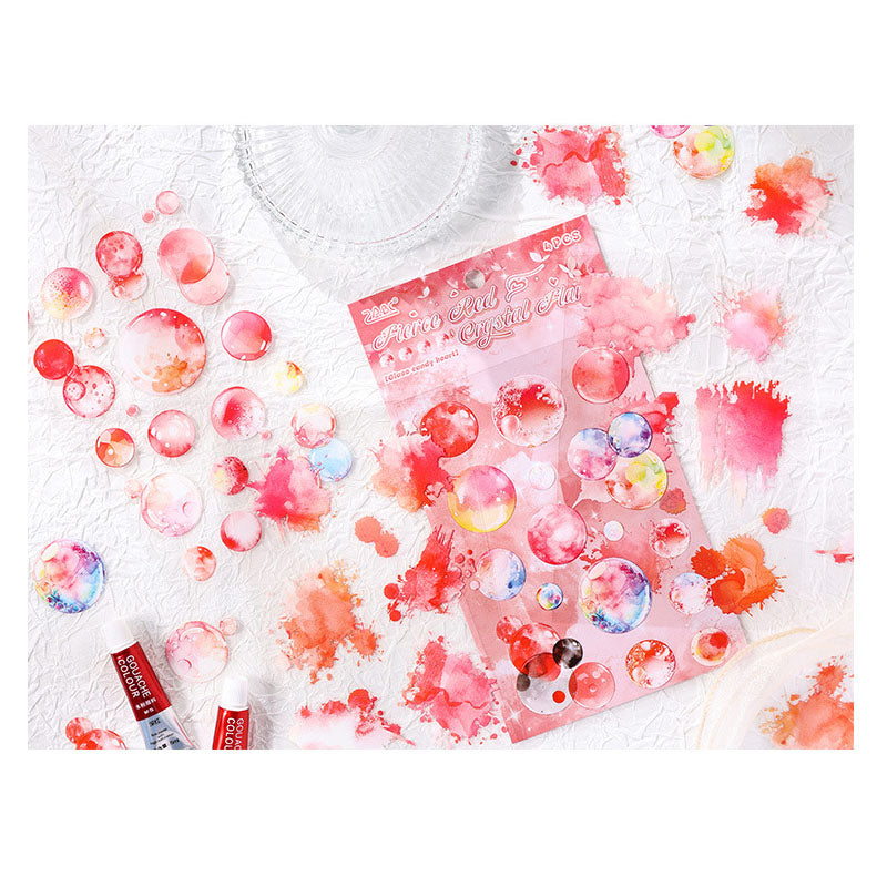 LLTX604 - pet stickers glass sugar heart series creative cut film stickers handbook material stickers 4 pieces