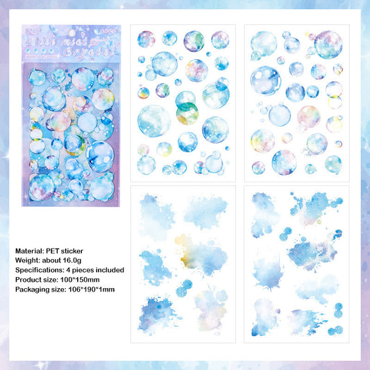 LLTX605 - pet stickers glass sugar heart series creative cut film stickers handbook material stickers 4 pieces