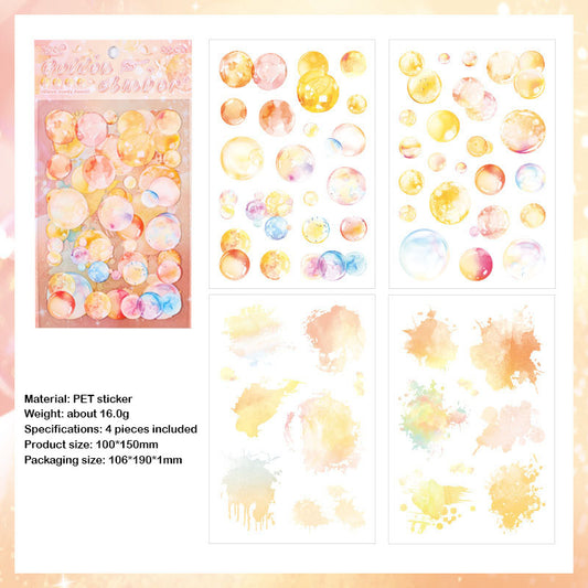 LLTX606 - pet stickers glass sugar heart series creative cut film stickers handbook material stickers 4 pieces