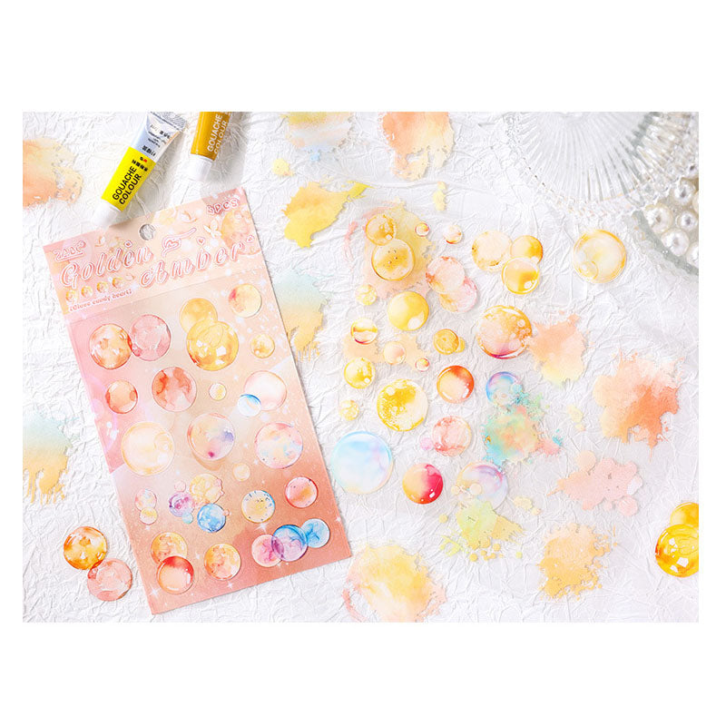 LLTX606 - pet stickers glass sugar heart series creative cut film stickers handbook material stickers 4 pieces
