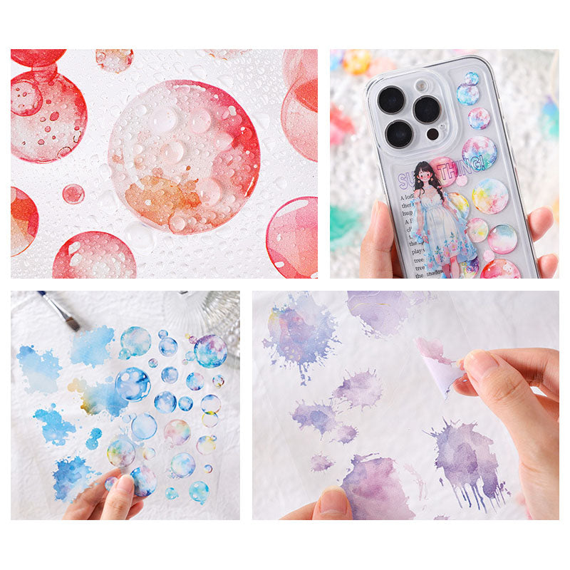 LLTX606 - pet stickers glass sugar heart series creative cut film stickers handbook material stickers 4 pieces