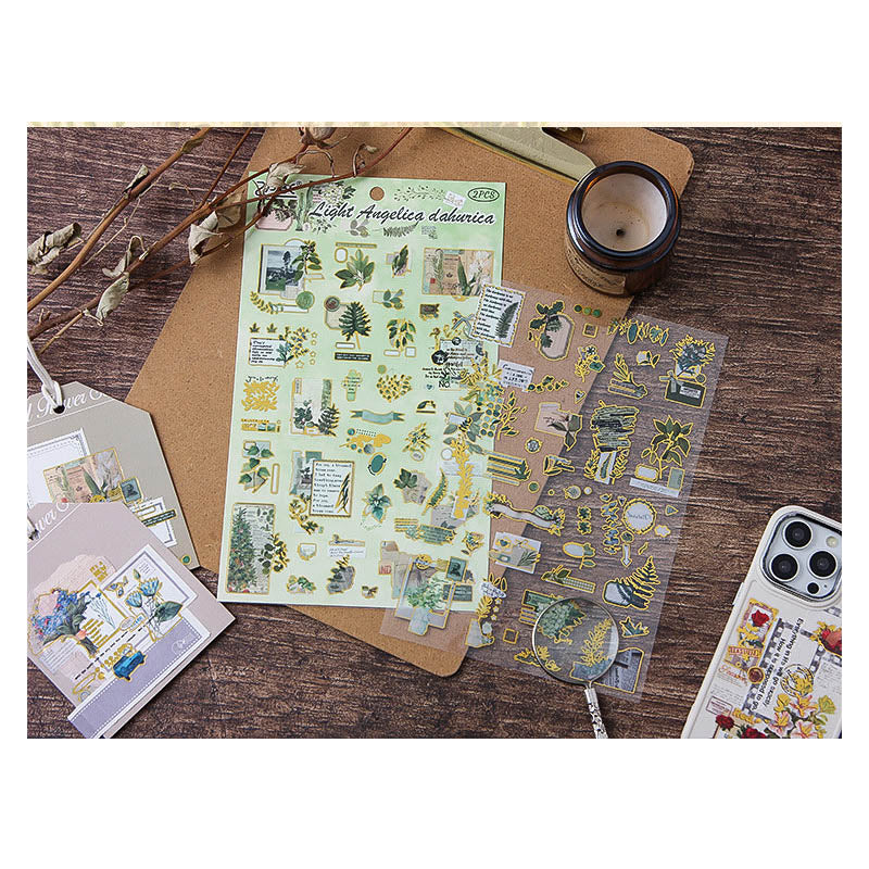 LNHB601 - flat posting paper fleeting pictorial series retro cutting film stamping hand account creative sticker diy