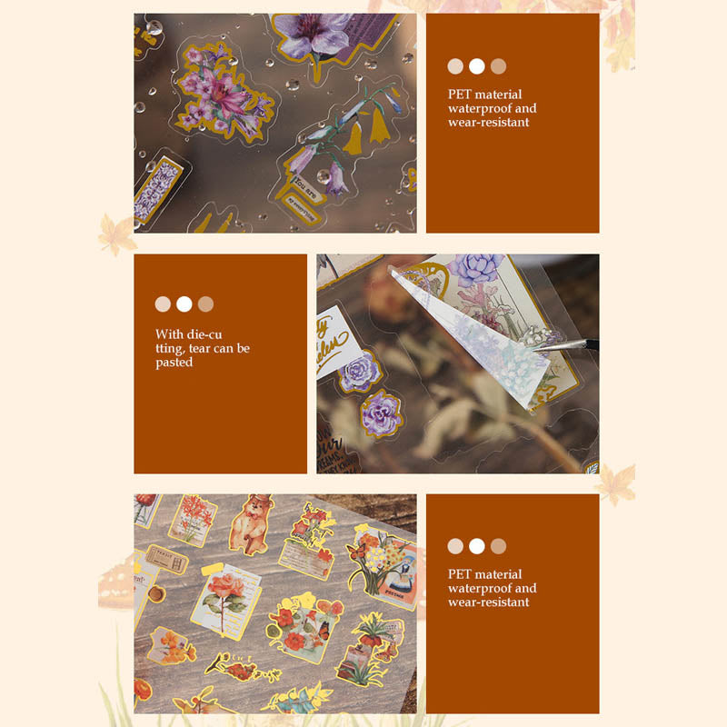 LNHB601 - flat posting paper fleeting pictorial series retro cutting film stamping hand account creative sticker diy