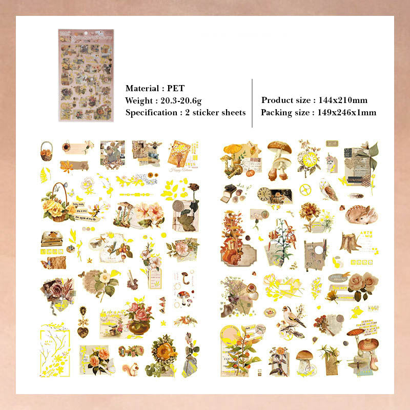LNHB602 - flat posting paper fleeting pictorial series retro cutting film stamping hand account creative sticker diy