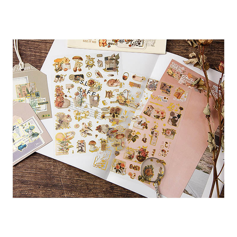 LNHB602 - flat posting paper fleeting pictorial series retro cutting film stamping hand account creative sticker diy