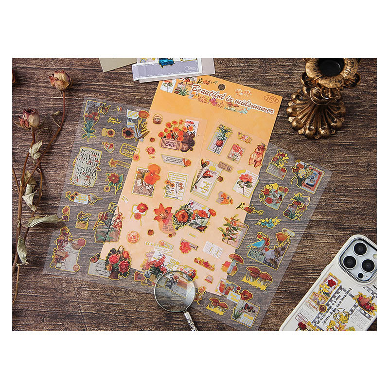 LNHB603 - flat posting paper fleeting pictorial series retro cutting film stamping hand account creative sticker diy