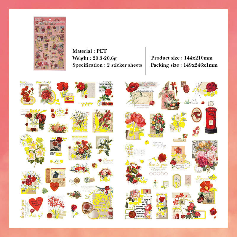 LNHB604 - flat posting paper fleeting pictorial series retro cutting film stamping hand account creative sticker diy