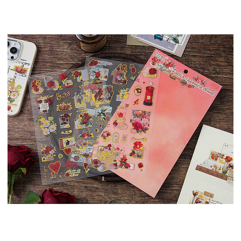 LNHB604 - flat posting paper fleeting pictorial series retro cutting film stamping hand account creative sticker diy