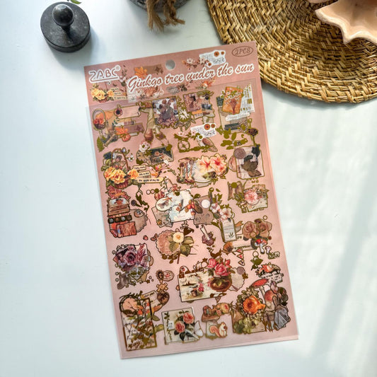 LNHB602 - flat posting paper fleeting pictorial series retro cutting film stamping hand account creative sticker diy