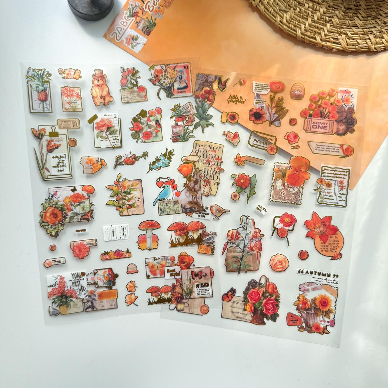 LNHB603 - flat posting paper fleeting pictorial series retro cutting film stamping hand account creative sticker diy