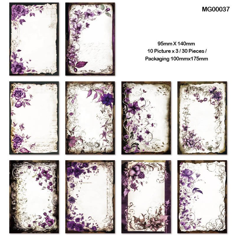 Mg00037 Dark Rose Series Paper Sheet 95*140Mm 30Pc