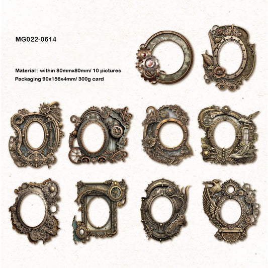 Mg022-0614 The Mechanical Age Frame Deco Sticker 10Pc