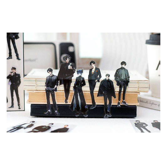 MG024-0949-Yan Ji PET stickers men's illustration series handsome guy theme handbook decoration collage material 6 pieces 4 types