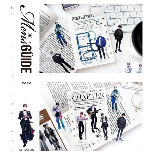 MG024-0950-Yan Ji PET stickers men's illustration series handsome guy theme handbook decoration collage material 6 pieces 4 types