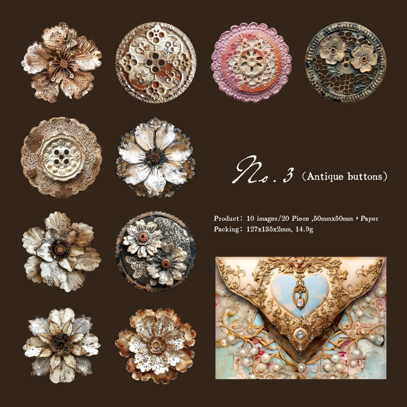 MG024-0961-Yan Ji stickers colorful glaze series butterfly gem small objects handbook decoration material 20 pieces 6 types| Antique Button