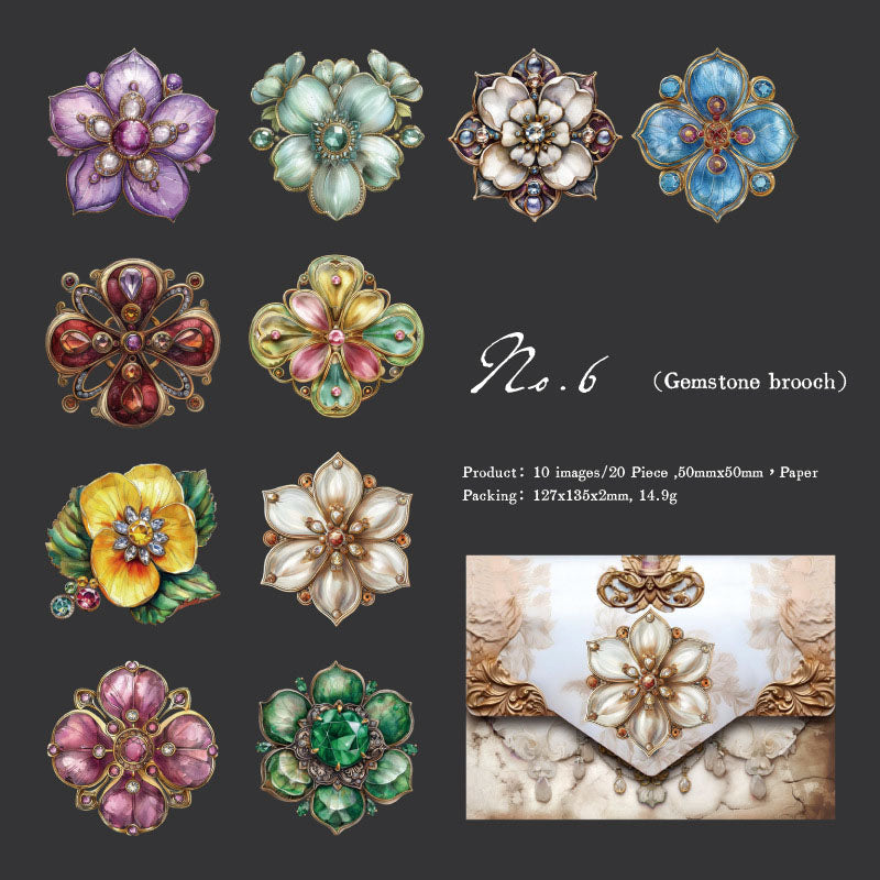 MG024-0964-Yan Ji stickers colorful glaze series butterfly gem small objects handbook decoration material 20 pieces 6 types|Gemestone Flower