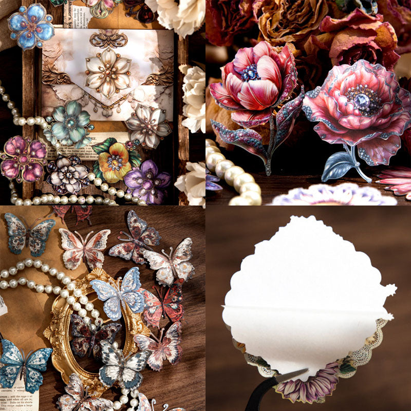 MG024-0964-Yan Ji stickers colorful glaze series butterfly gem small objects handbook decoration material 20 pieces 6 types|Gemestone Flower