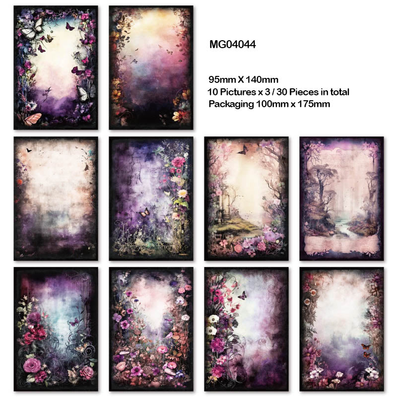 Mg04044 Dark Vintage Paper Sheets 95*140Mm 30Pc
