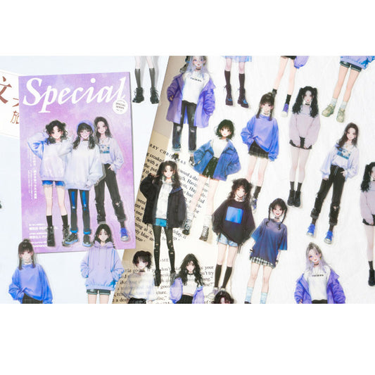 MG044-0210-Twilight PET sticker pack Special people series Literary fresh character notebook decoration material stickers 15 sheets 6 types