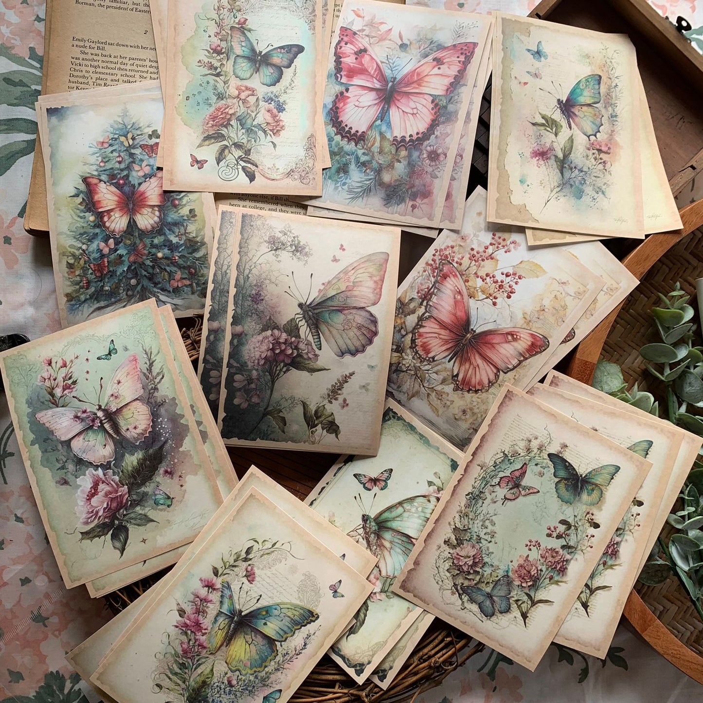 Mg0449 Retro Butterfly Paper Sheets 95*140Mm 30P