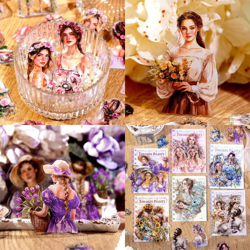 MG049-0132-Yan Ji PET sticker pack, born for beauty series, character notebook DIY material decoration base 40 sheets 6 types