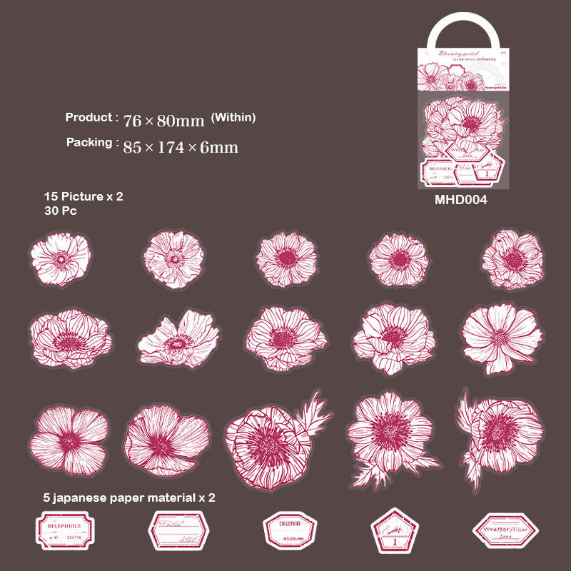 MHD004 Blooming Flower Sticker 76*80Mm 40Pc