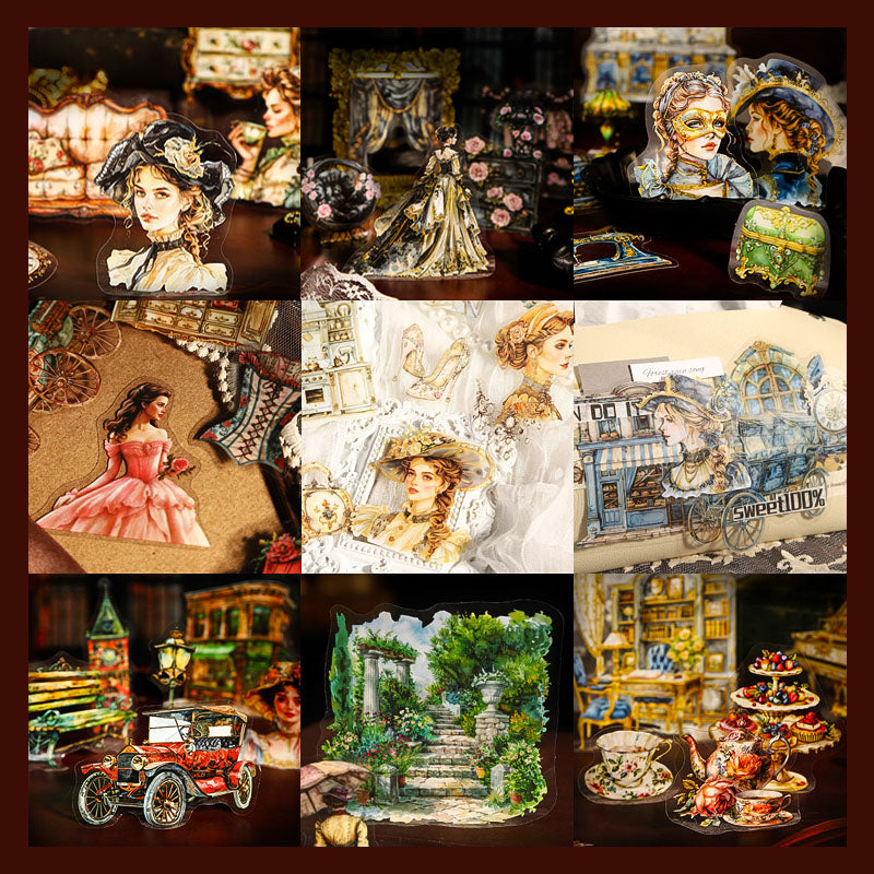 MHD-GDGZ003-Nice day PET stickers classical aristocratic series Victorian collage notebook material 15 sheets 6 types