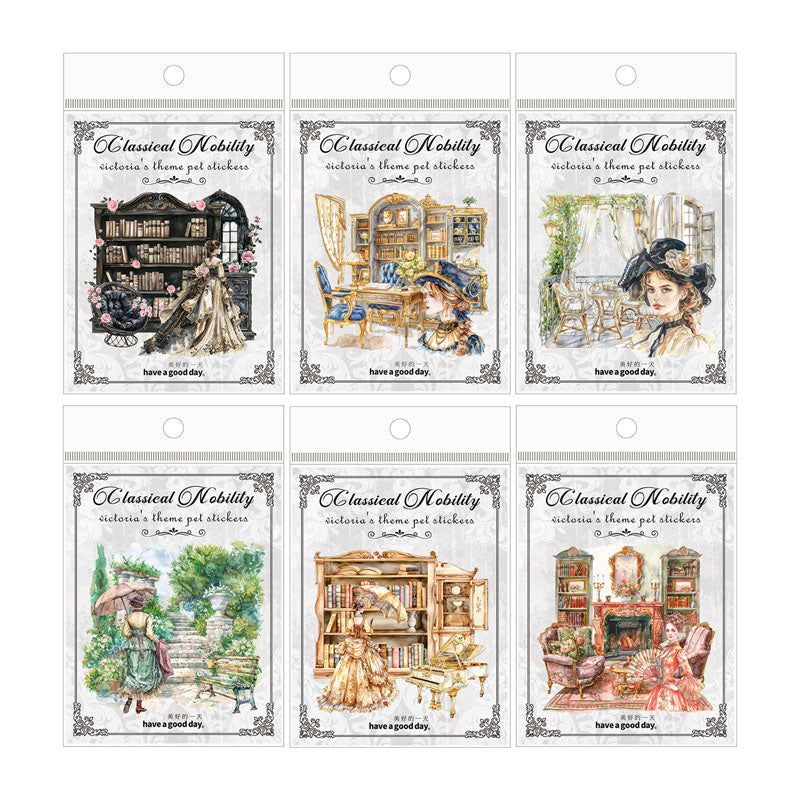 MHD-GDGZ003-Nice day PET stickers classical aristocratic series Victorian collage notebook material 15 sheets 6 types