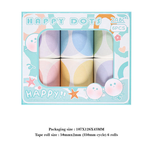 MHPL101 -Sticker Roll| boxed tape dream bubble grain series solid color polka dot hand account coll DIY decoration 6 involved