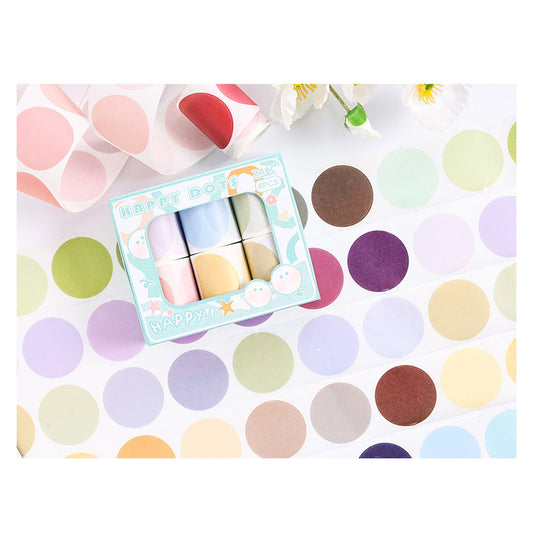 MHPL101 -Sticker Roll| boxed tape dream bubble grain series solid color polka dot hand account coll DIY decoration 6 involved
