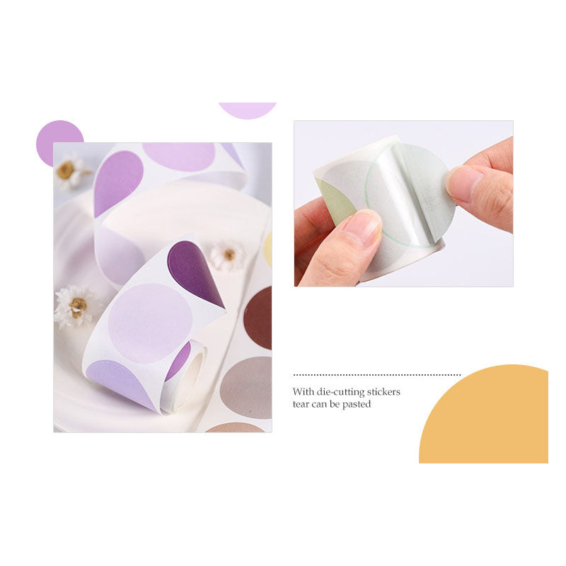 MHPL101 -Sticker Roll| boxed tape dream bubble grain series solid color polka dot hand account coll DIY decoration 6 involved