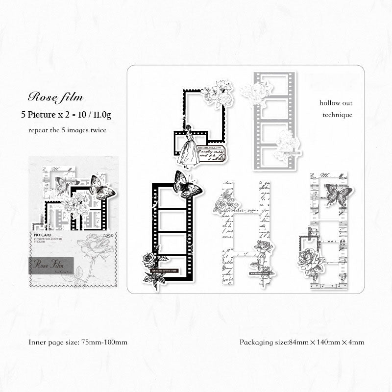 MMK06H167-Momo sticker frame collage series hollow collage notebook DIY material decoration stickers 10 pieces 6 types
