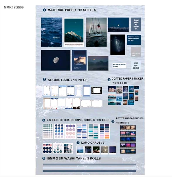 MMK17D009 - Journal Paper, Transparent Stickers Combo | 64 Pcs | Within 210-297 mm