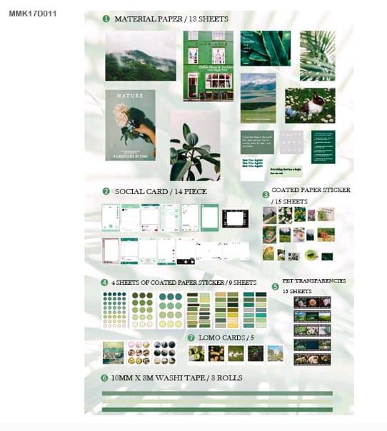 MMK17D011 - Journal Paper, Transparent Stickers Combo | 64 Pcs | Within 210-297 mm | Journal Kit