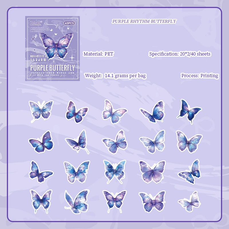 MXDY605 - pet stickers Moxiang butterfly shadow series creative stickers retro butterfly handbook material stickers