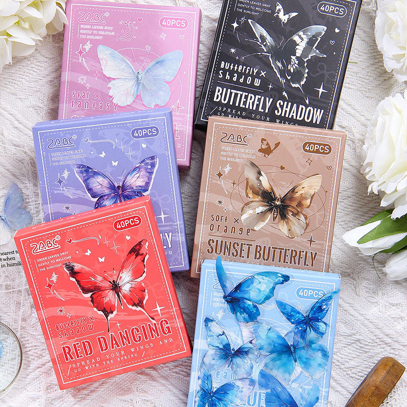 MXDY605 - pet stickers Moxiang butterfly shadow series creative stickers retro butterfly handbook material stickers