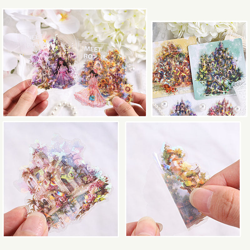MYYZ601 - sticker magic smoke quiet house series laser shell light waterproof pet hand account material posted 30 into