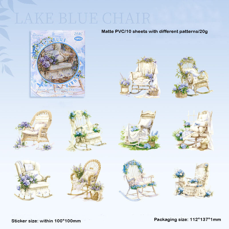NFYY605 - pet sticker pack warm wind chanting chair series retro creative handbook material stickers 10 pieces into 6
