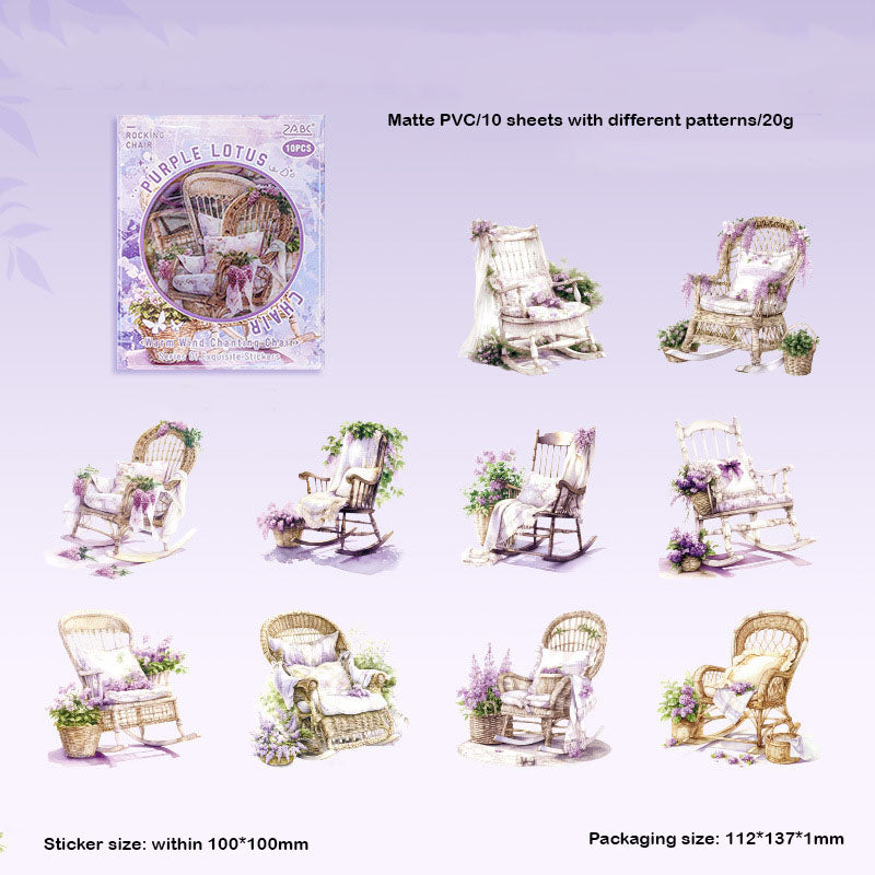 NFYY606 - pet sticker pack warm wind chanting chair series retro creative handbook material stickers 10 pieces into 6