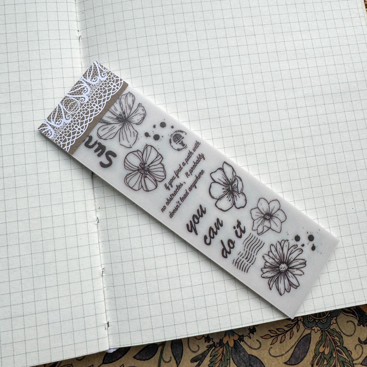 NNHY801 - sticker this murmur flower series creative retro sulphuric acid paper white ink hand account material 30 sheets into
