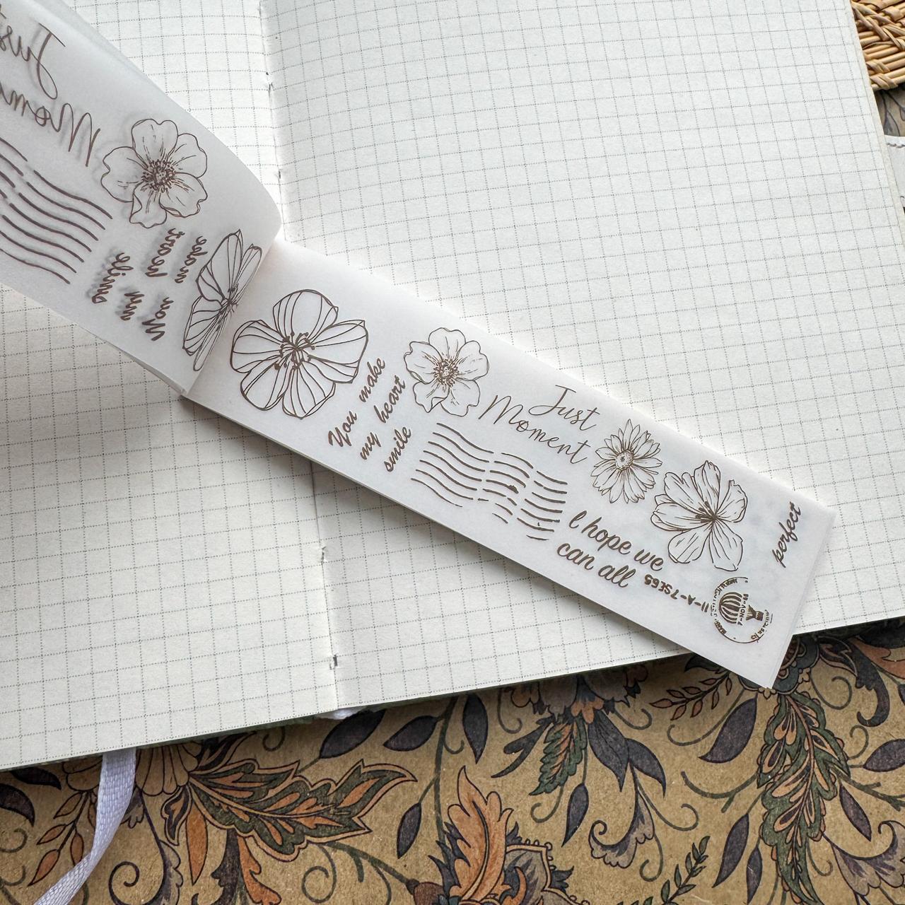 NNHY801 - sticker this murmur flower series creative retro sulphuric acid paper white ink hand account material 30 sheets into