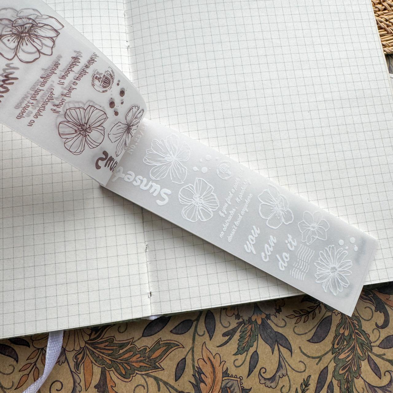 NNHY801 - sticker this murmur flower series creative retro sulphuric acid paper white ink hand account material 30 sheets into