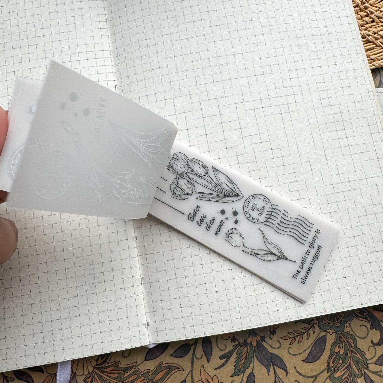 NNHY802 - sticker this murmur flower series creative retro sulphuric acid paper white ink hand account material 30 sheets into