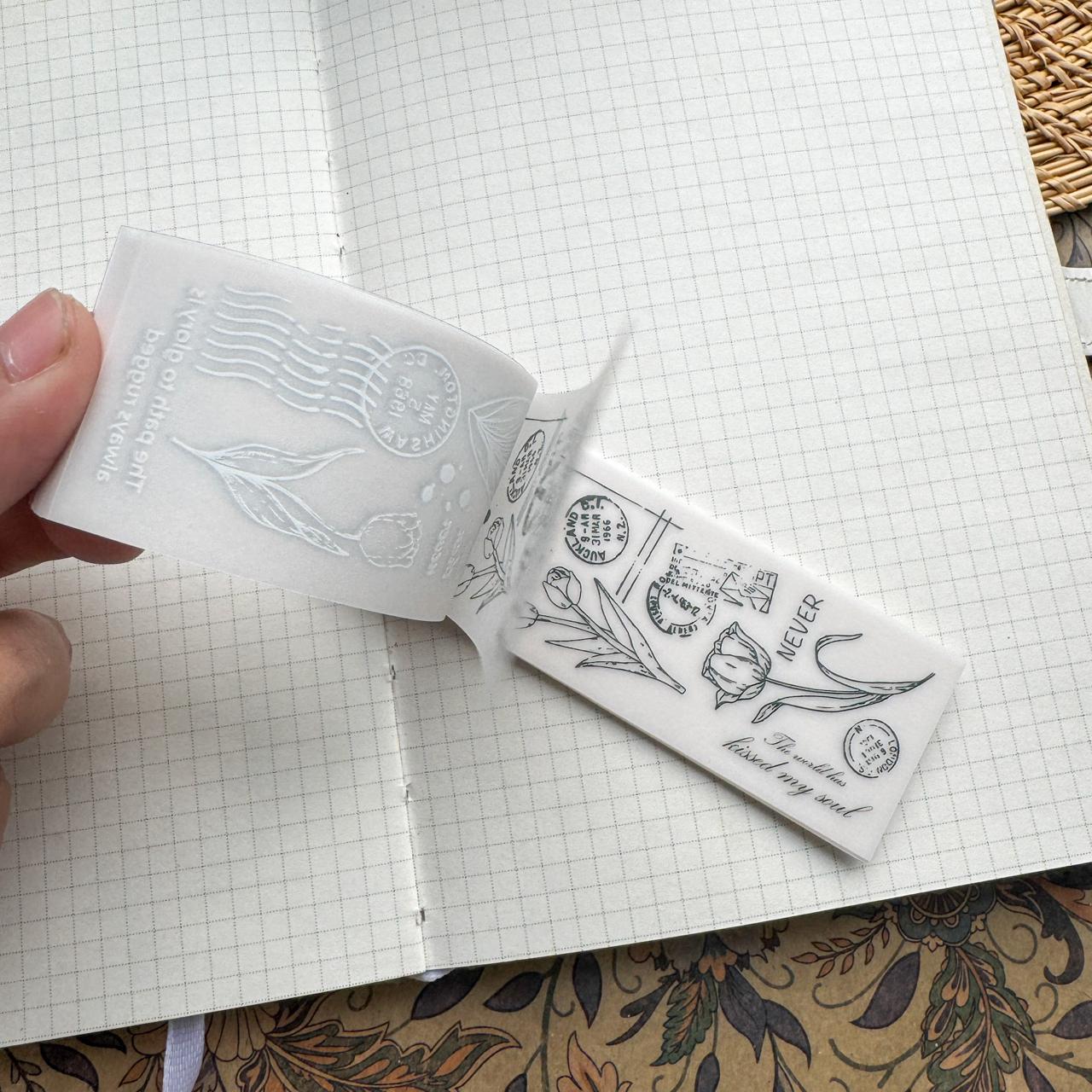 NNHY802 - sticker this murmur flower series creative retro sulphuric acid paper white ink hand account material 30 sheets into