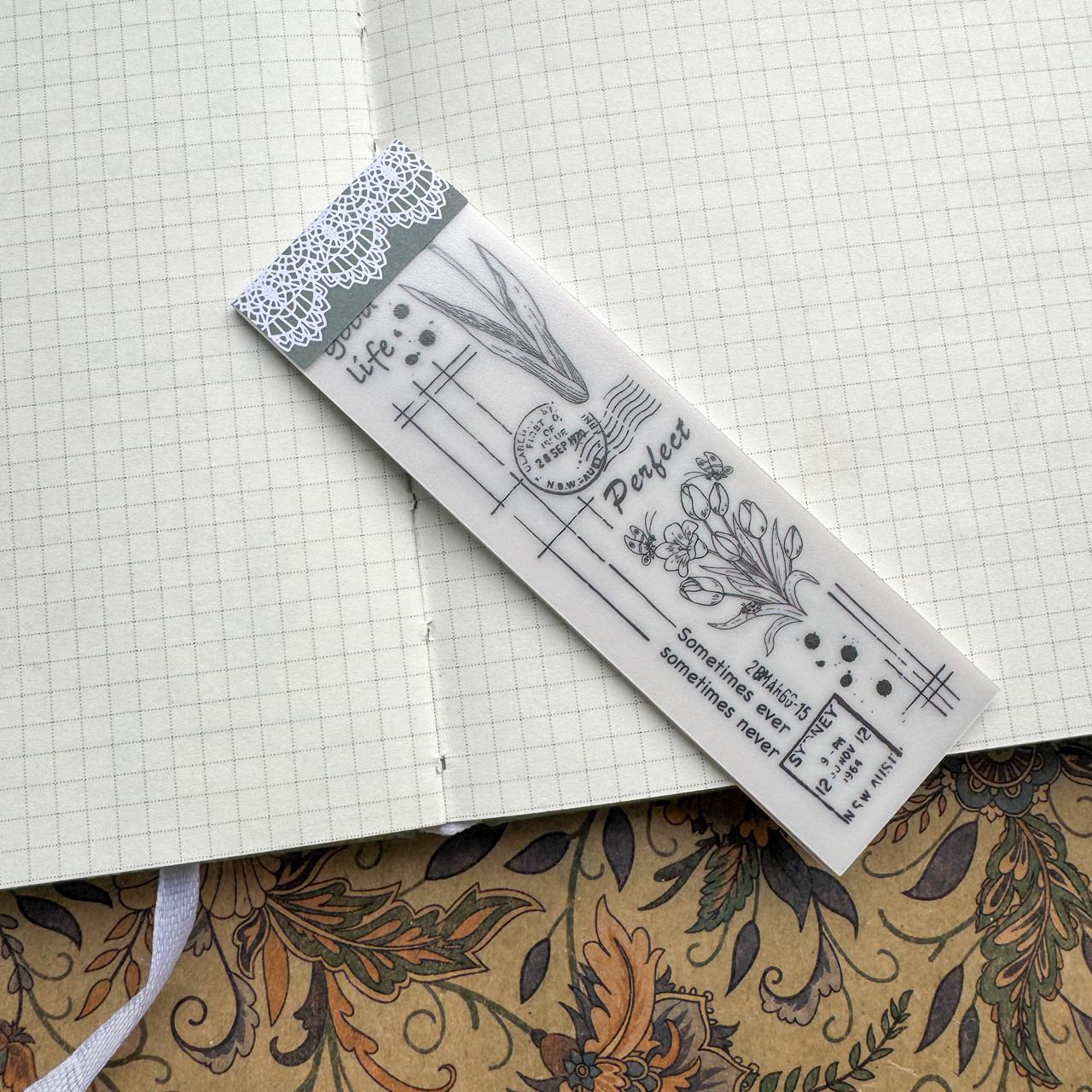 NNHY802 - sticker this murmur flower series creative retro sulphuric acid paper white ink hand account material 30 sheets into