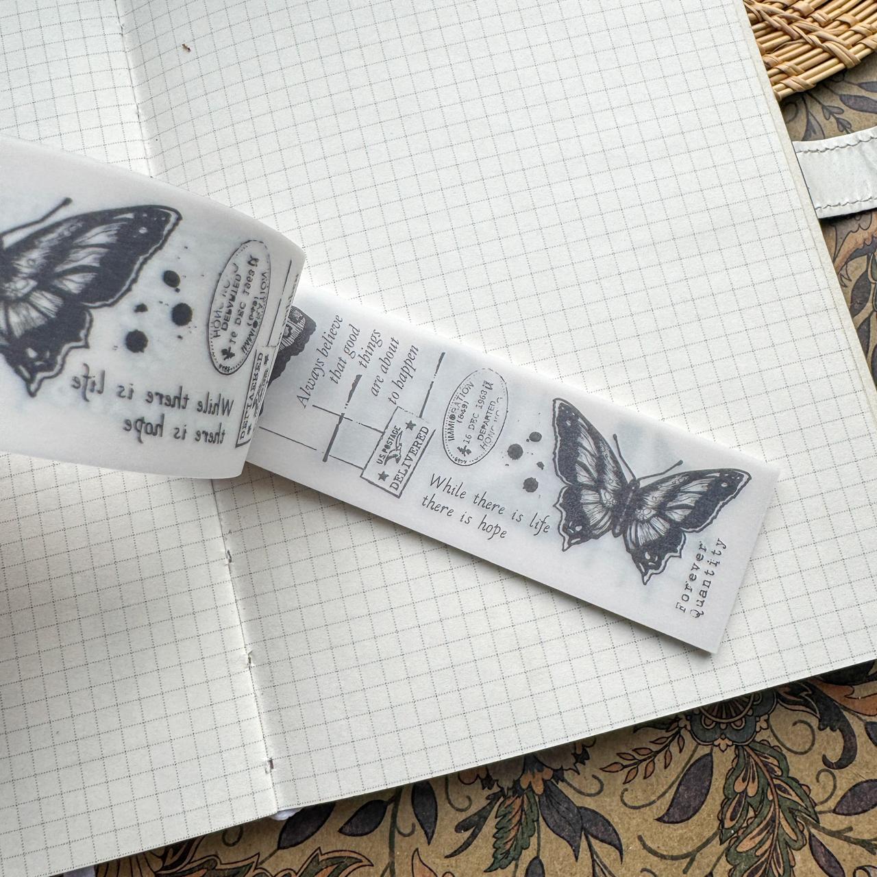 NNHY804 - sticker this murmur flower series creative retro sulphuric acid paper white ink hand account material 30 sheets into