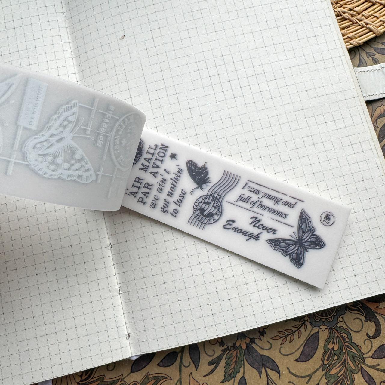 NNHY804 - sticker this murmur flower series creative retro sulphuric acid paper white ink hand account material 30 sheets into